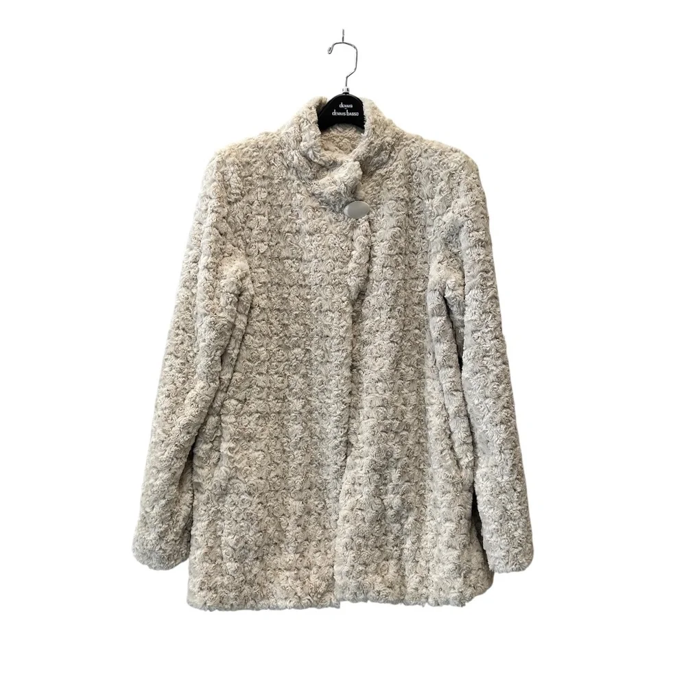Dennis Basso Faux Fur Cream Swirl Coat Fully Lined Size Small - Picture 1 of 16